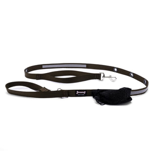 Smoochy Poochy Nylon Hands-Free Reflective Dog Leash, Brown