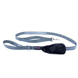 Smoochy Poochy Nylon Hands-Free Reflective Dog Leash, Charcoal