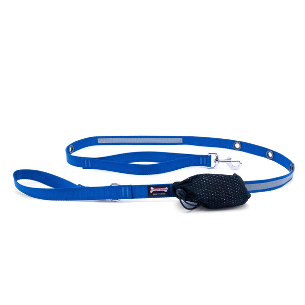 Smoochy Poochy Nylon Hands-Free Reflective Dog Leash, Ocean