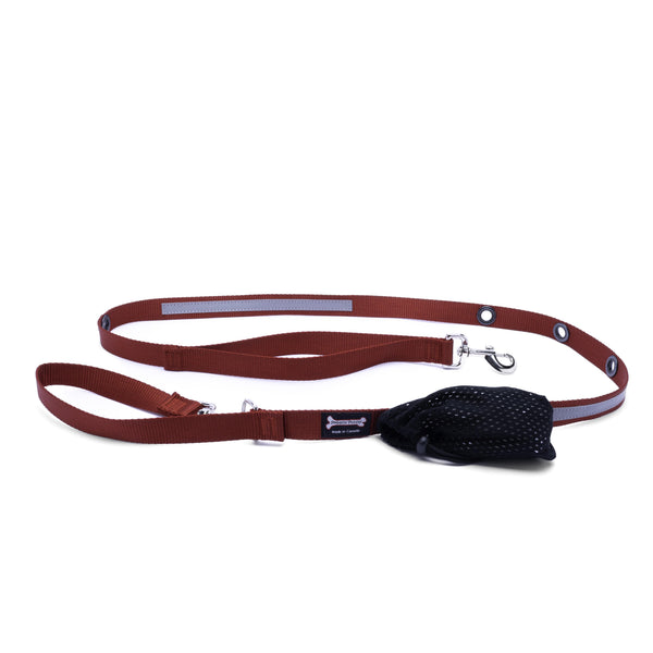 Smoochy Poochy Nylon Hands-Free Reflective Dog Leash, Red