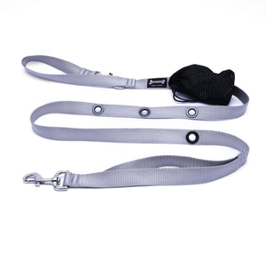 Smoochy Poochy Nylon Hands-Free Dog Leash, Silver
