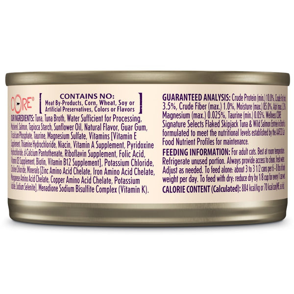 Wellness CORE Signature Selects Flaked Skipjack Tuna & Wild Salmon Entree in Broth Grain-Free Wet Cat Food Cans