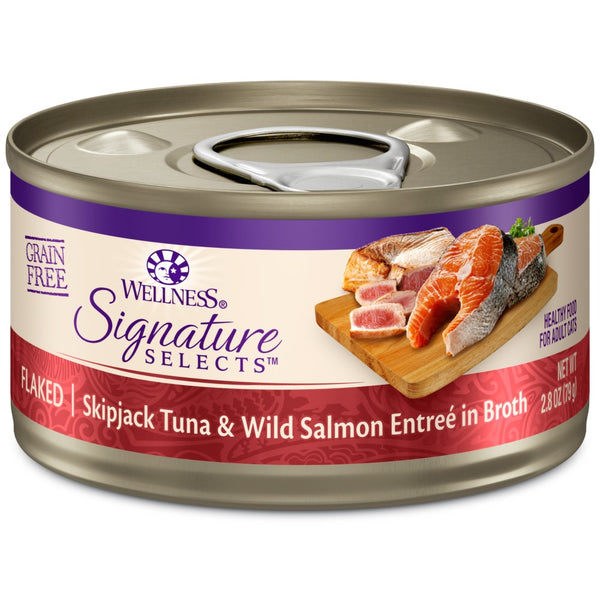 Wellness CORE Signature Selects Flaked Skipjack Tuna & Wild Salmon Entree in Broth Grain-Free Wet Cat Food Cans