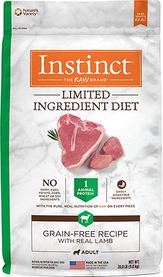 Instinct Régime à ingrédients limités Recette sans céréales avec véritable agneau Croquettes pour chien