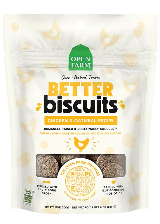 Open Farm Better Biscuits Friandises pour chiens recette poulet et flocons d’avoine