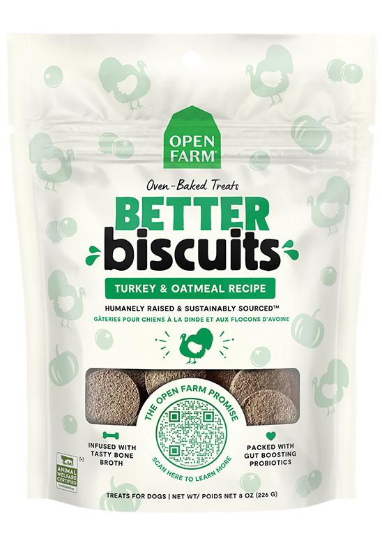 Open Farm Better Biscuits Friandises pour chiens recette dinde et flocons d’avoine