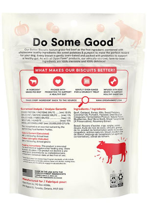 Open Farm Better Biscuits Friandises pour chiens recette boeuf nourri à l’herbe et flocons d’avoine
