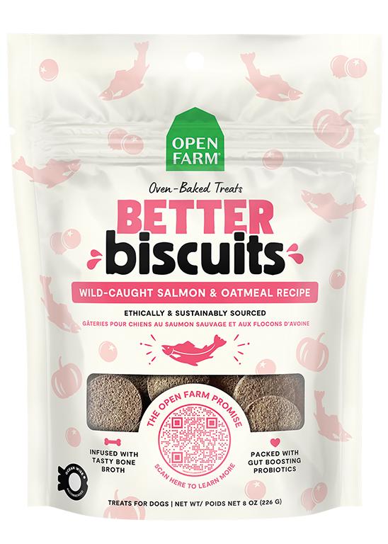 Open Farm Better Biscuits Friandises pour chiens recette saumon sauvage et flocons d’avoine