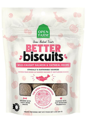 Open Farm Better Biscuits Friandises pour chiens recette saumon sauvage et flocons d’avoine