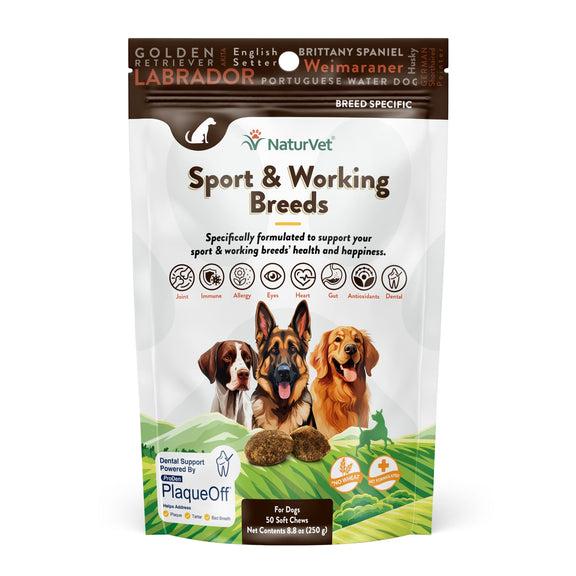 NaturVet Complément Alimentaire à Mâcher Spécifique pour Chiens de Races Sportives & de Travail