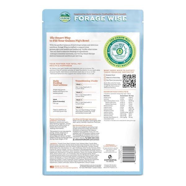 Oxbow Forage Wise Nourriture Adulte pour Cochon d'Inde