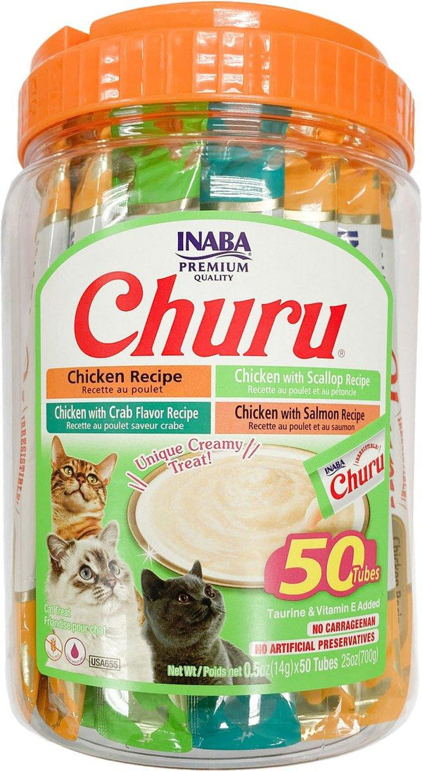 INABA Churu Chicken & Seafood Creamy Puree Variety Pack Grain-Free Cat Treats