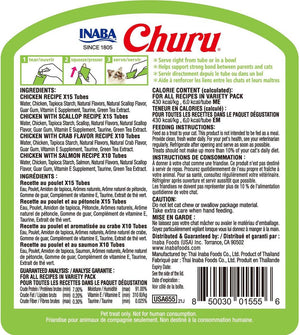INABA Churu Chicken & Seafood Creamy Puree Variety Pack Grain-Free Cat Treats