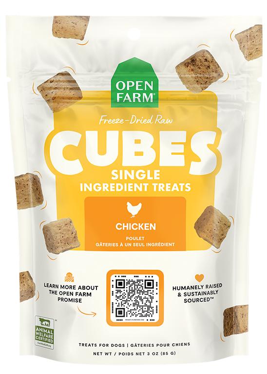 Open Farm cubes à ingrédient unique poulet friandises lyophilisées pour chiens