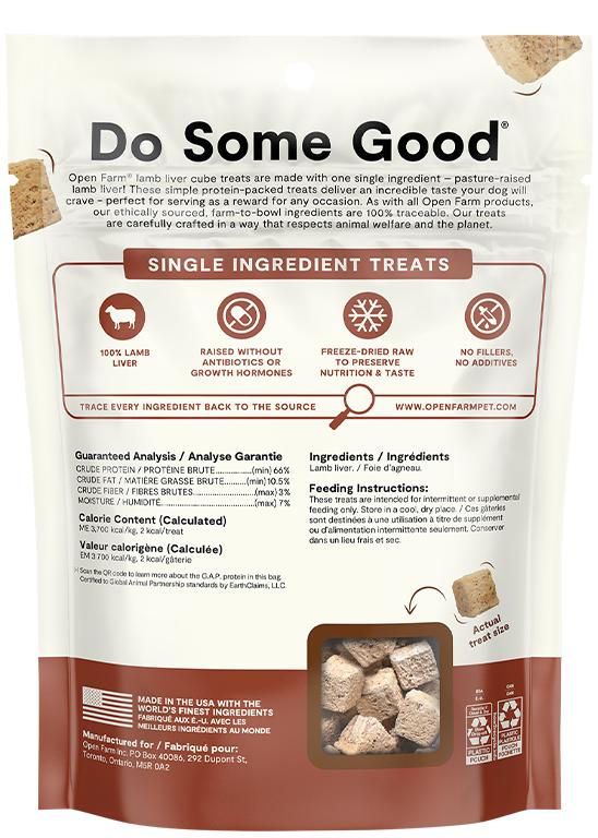 Open Farm Single Ingredient Cubes Lamb Liver Freeze-Dried Raw Dog Treats