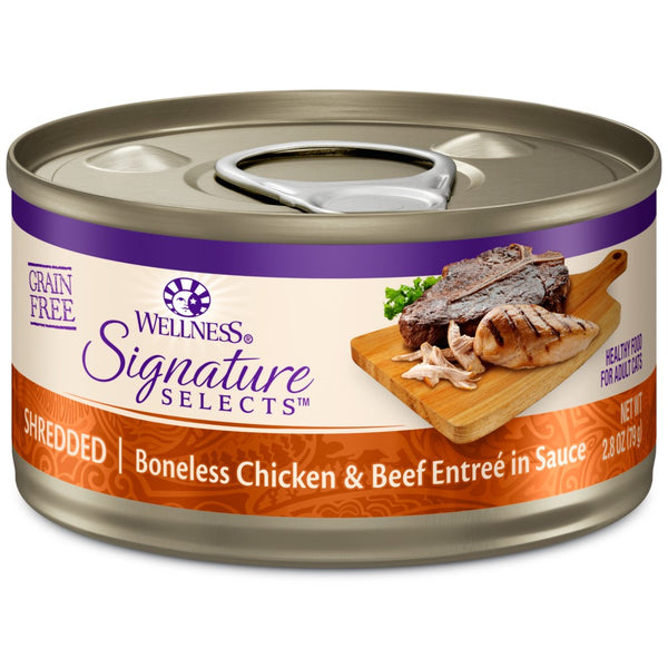 Wellness CORE Signature Selects Shredded Boneless Chicken & Beef Entree in Sauce Grain-Free Wet Cat Food Cans