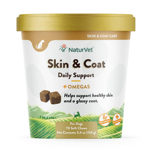 NaturVet Skin & Coat Plus Breath Aid Soft Chews Dog Supplement, 70-count