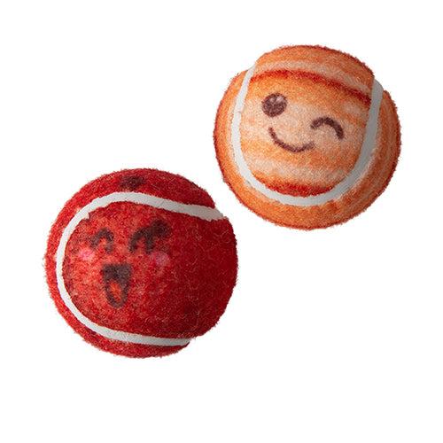 Snugarooz Behind Mars Squeaky Tennis Balls Dog Toy, Red