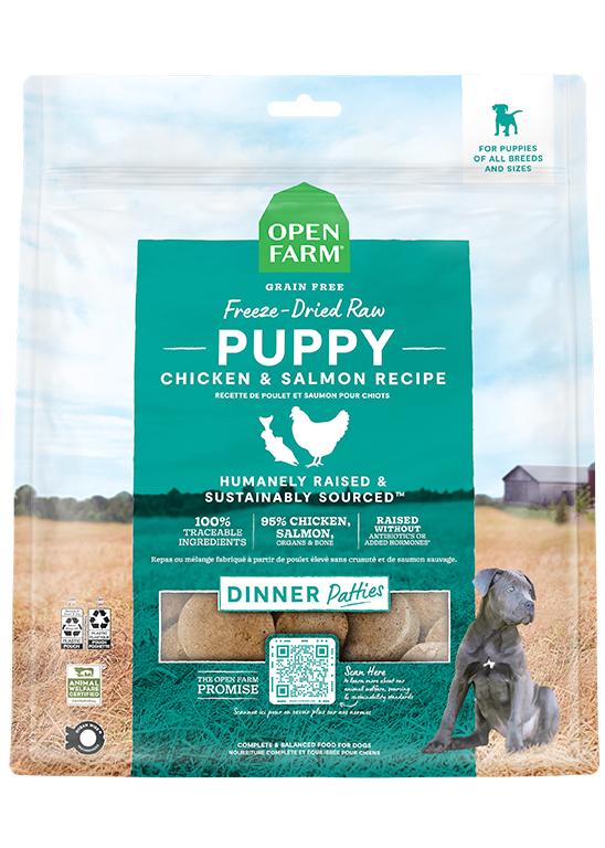 Open Farm Puppy Chicken & Salmon Recipe Dinner Patties Freeze-Dried Raw Dog Food