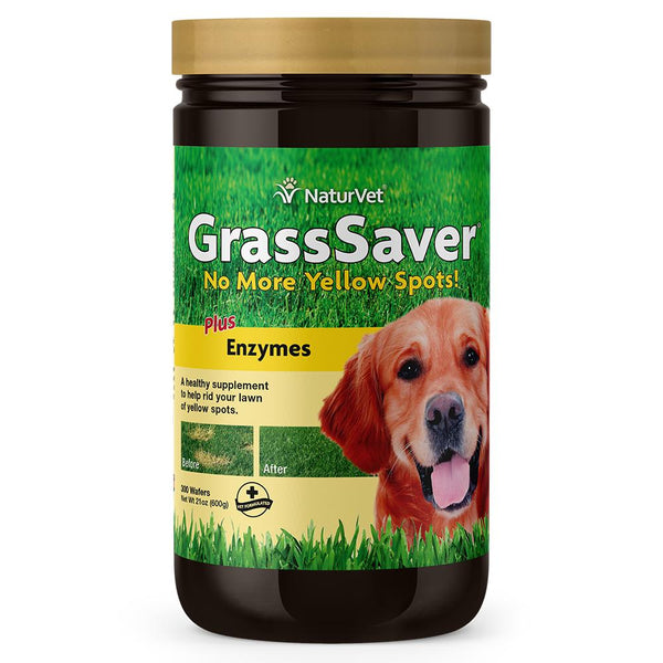 NaturVet GrassSaver Plus d'ombres jaunes ! Complément pour chiens Enzymes Wafers, boîte de 300