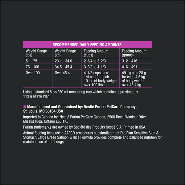 Purina Pro Plan Sensitive Skin & Stomach Salmon & Rice Large Breed Adult Dry Dog Food