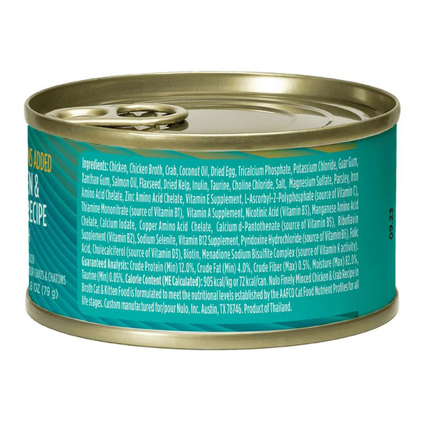 Nulo Finely Minced Chicken & Crab in Broth Wet Cat Food Can