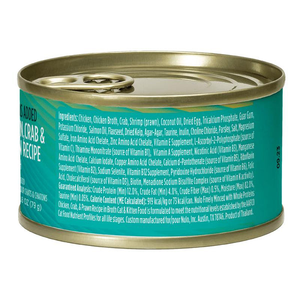 Nulo Minced Chicken, Crab & Whole Prawn in Broth Wet Cat Food Can