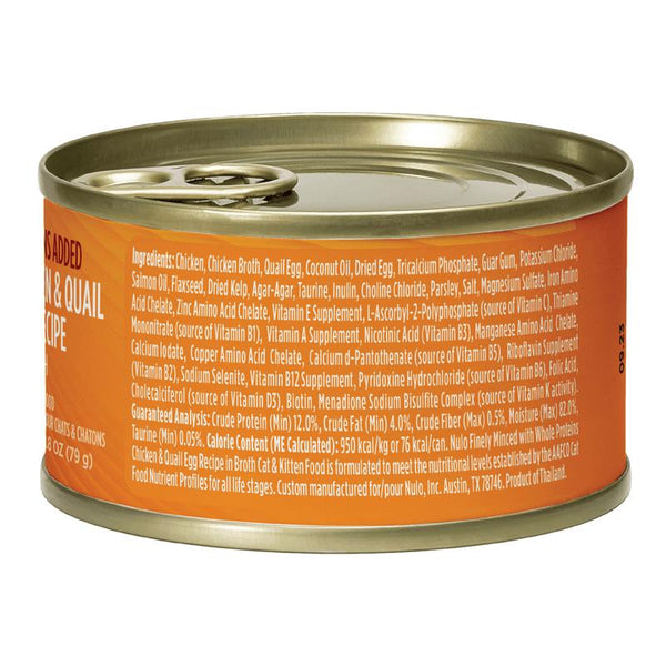 Nulo Minced Chicken & Quail Egg in Broth Wet Cat Food Can