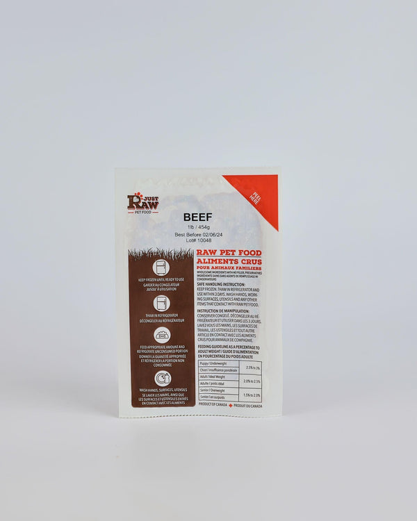 Just Raw Boeuf repas complet congelé pour chien