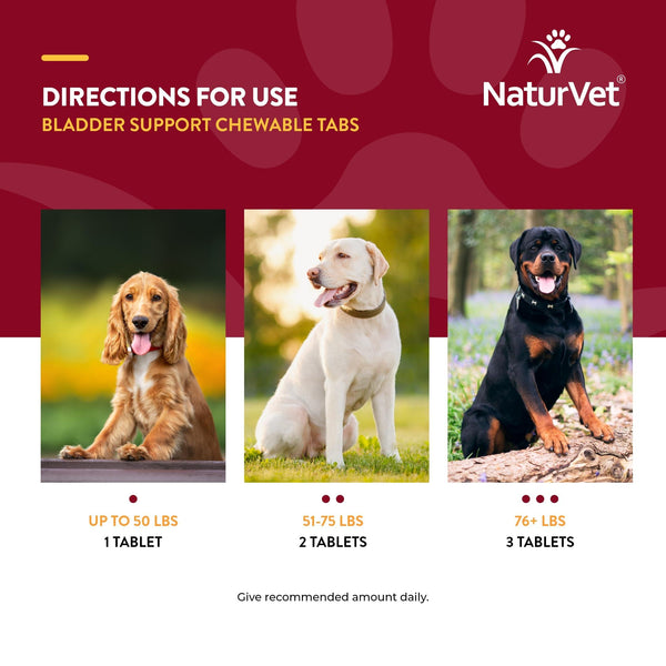NaturVet Bladder Support Plus Cranberry Chewable Tabs Dog Supplement, 60-count