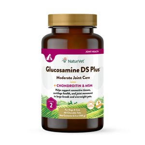 NaturVet Moderate Care Glucosamine DS Plus Level 2 Chewable Tabs Dog Supplement, 60-count