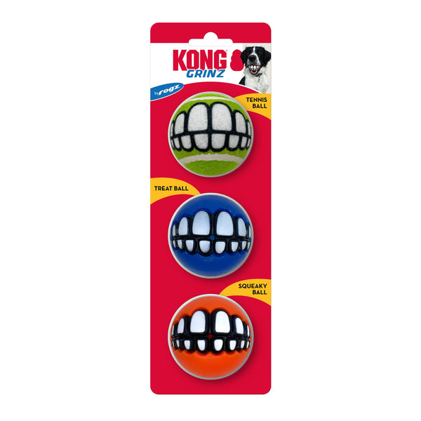KONG Grinz by Rogz Variety Ball Dog Toy, Medium