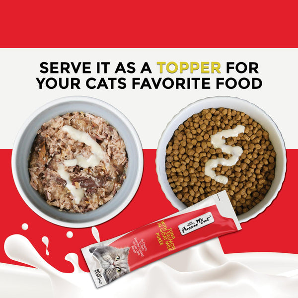 Fussie Cat Super Premium Tuna with Salmon in Goat Milk Puree Cat Treats