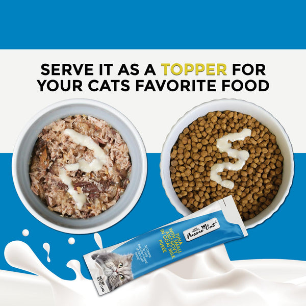 Fussie Cat Friandises Premium Thon aux Anchois en Purée de Lait de Chèvre pour chat