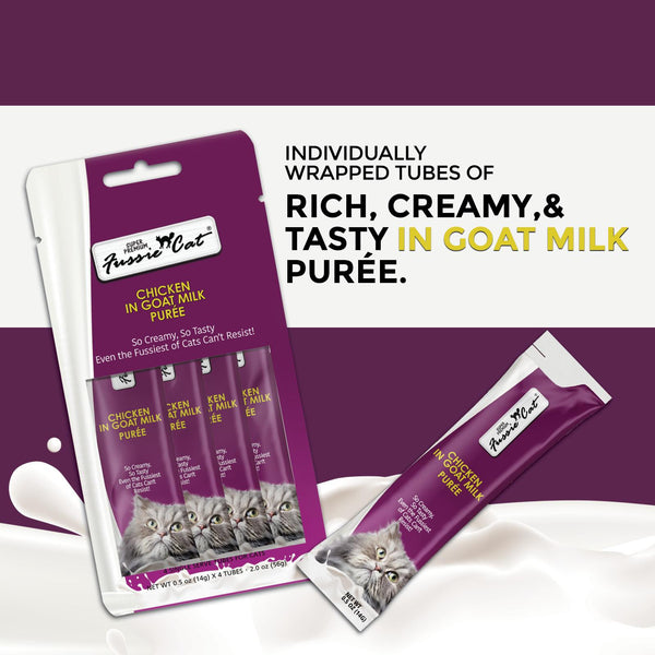 Fussie Cat Super Premium Chicken in Goat Milk Puree Cat Treats