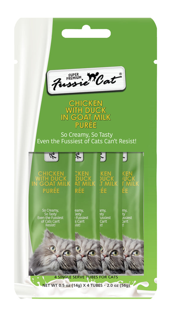 Fussie Cat Super Premium Chicken with Duck in Goat Milk Puree Cat Treats