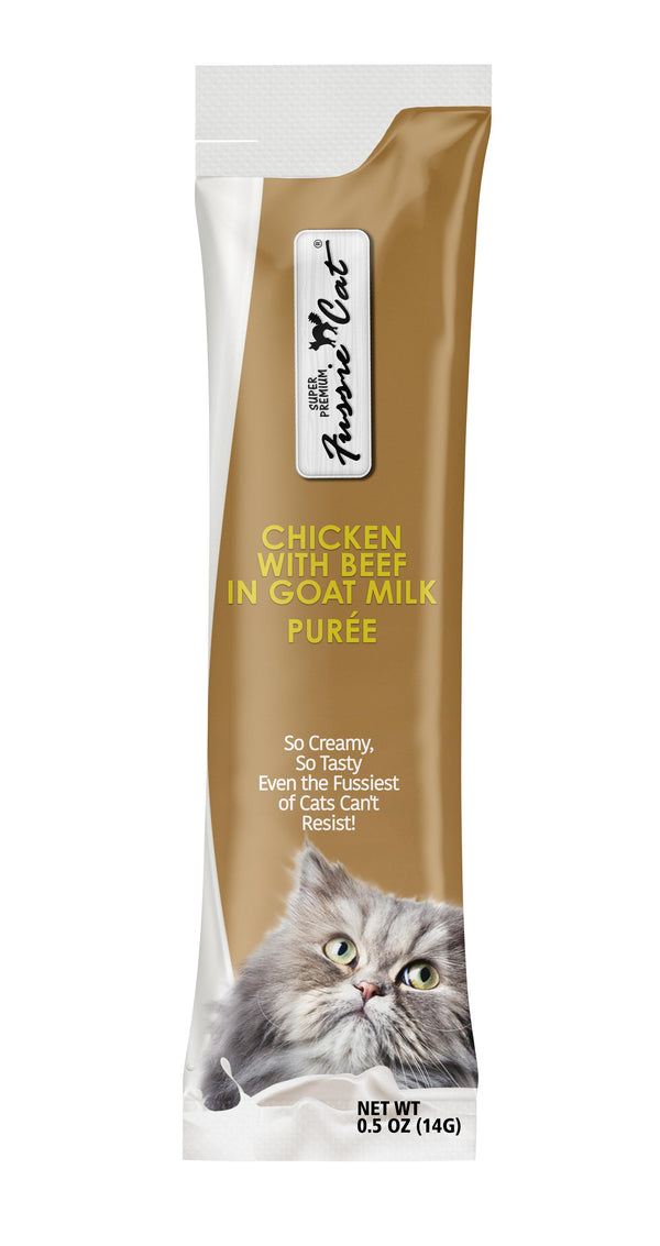 Fussie Cat Super Premium Chicken with Beef in Goat Milk Puree Cat Treats