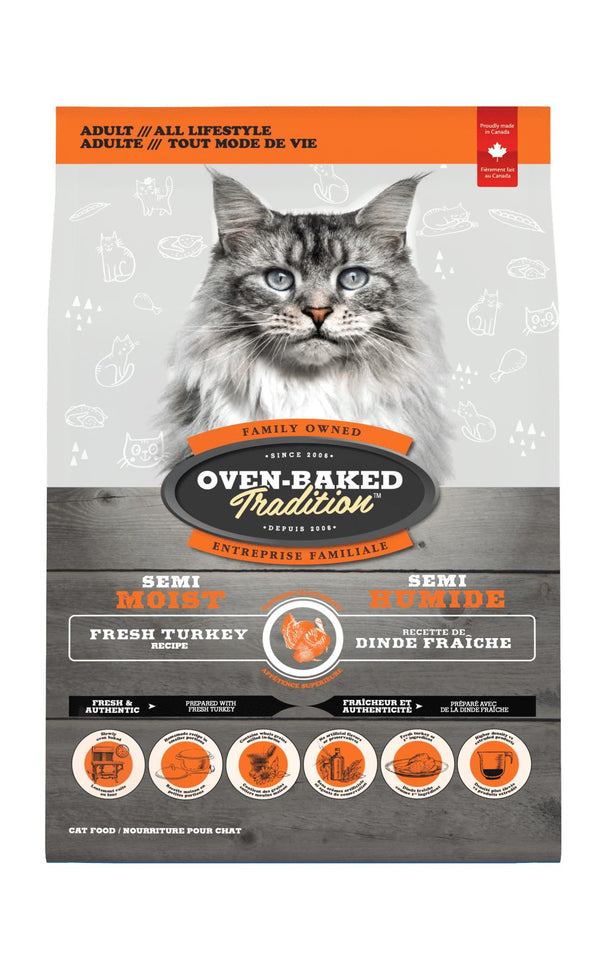 Oven-Baked Tradition Dinde Nourriture semi-humide pour chats adultes