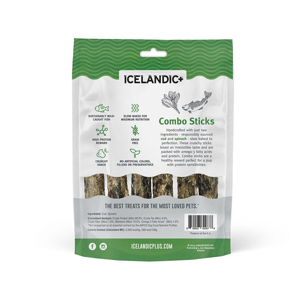 Icelandic+ Friandises pour chiens Bâtons combo Cabillaud & Épinards