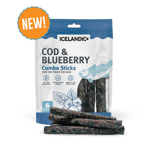 Icelandic+ Friandises pour chiens Bâtons combo Cabillaud & Myrtille