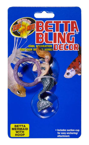 Zoo Med Betta Bling Mermaid with Hoop Aquarium Ornament