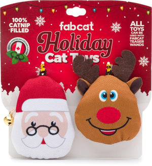 fabdog fabcat Holiday Santa & Reindeer Catnip Cat Toy