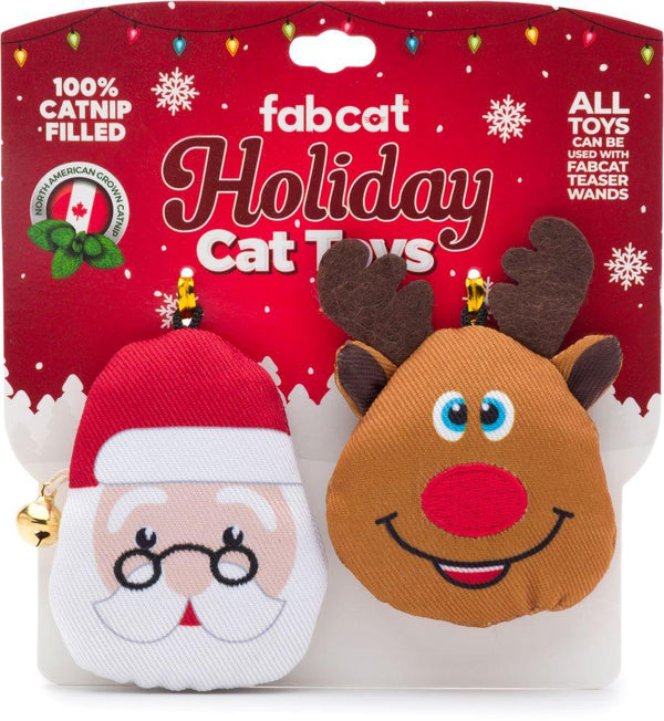 fabdog fabcat Holiday Santa & Reindeer Catnip Cat Toy