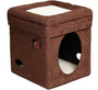 MidWest Curious Cat Cube, Brown Suede