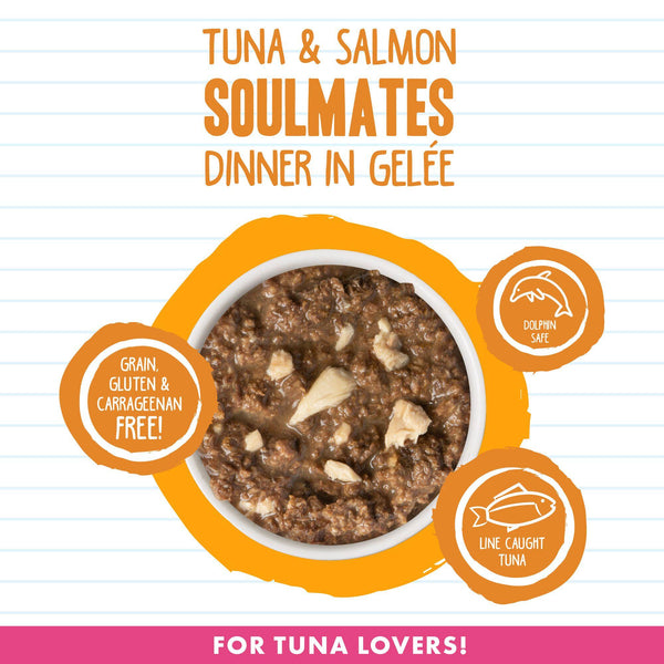 BFF MINCED Tuna & Salmon Soulmates Dinner in Gelee Wet Cat Food Can