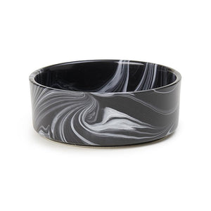 PetRageous Fancy Marble Stoneware Pet Bowl, Black. 5-in x 2-in