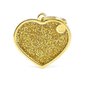 MyFamily Shine Glitter Heart Pet ID Tag, Gold