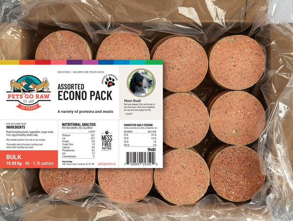 Pets Go Raw Galettes économiques variées pour chien surgelées
