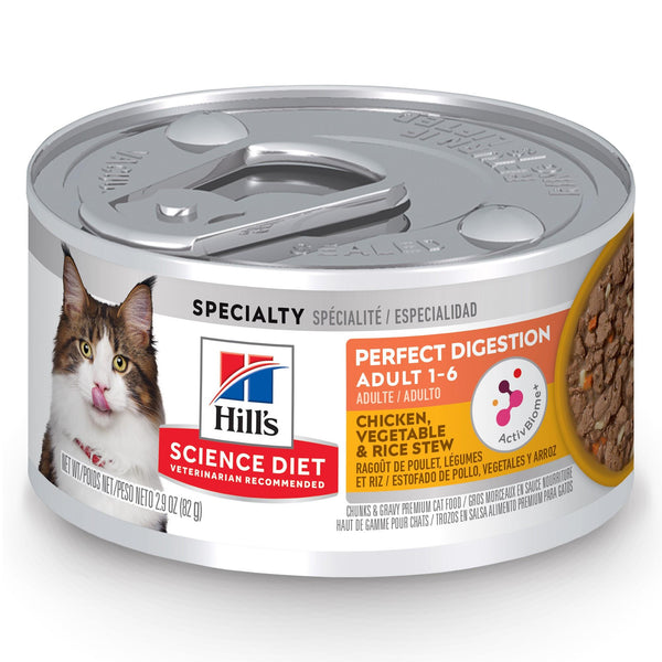 Hill's Science Diet Adult Perfect Digestion Chicken, Vegetable & Rice Stew Wet Cat Food Can