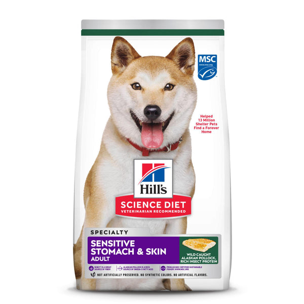 Hill's Science Diet Adult Sensitive Stomach & Skin Pollock Meal Barley & Insect Meal Dry Dog Food